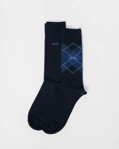 Hugo Boss 2 Pack Mens Combed Cotton Argyle Socks In Animal Print