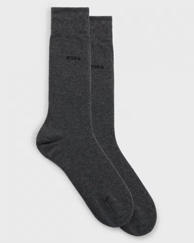 Hugo Boss 2-pack Mens Regular Length Socks In A Cotton Blend Nos In Gray
