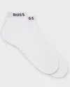 Hugo Boss 2-pack Mens Short Socks With Logo Cuffs In White