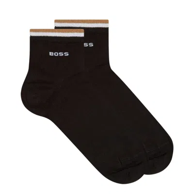 Hugo Boss 2 Pack Stripe Ankle Socks In Black