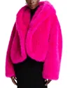 Hugo Boss Naomi X Boss Short Coat In Faux Fur In Festival Fucshia