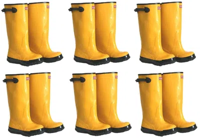 Pre-owned Hugo Boss 2kp448116 Size 16 Yellow 17" Hd Over The Shoe Rubber Knee Boots - 6 Pair