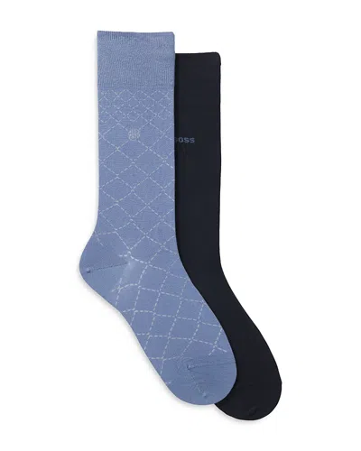 Hugo Boss 2pk. Mini Argyle Crew Socks In Blue