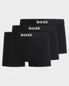 Hugo Boss Three-pack Of Stretch-cotton Trunks With Logo Waistbands In Black