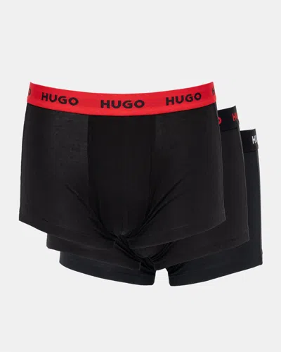 Hugo Boss 3-pack Mens Trunks With Coloured Waistbands In Black