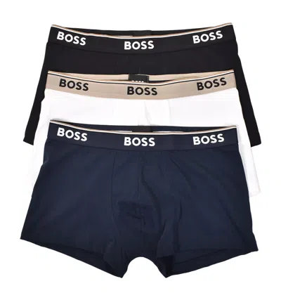 Hugo Boss 3 Pack Power Trunk Boxers 979 Blk/blu/wht In Black