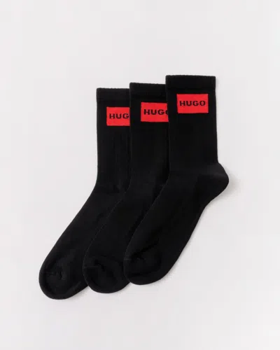 Hugo Boss 3-pack Quarter Length Combed Cotton Ribbed Mens Socks Nos