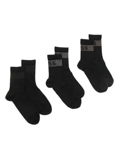 Hugo Boss 3-pack Ribbed Sock Gift Set In Black