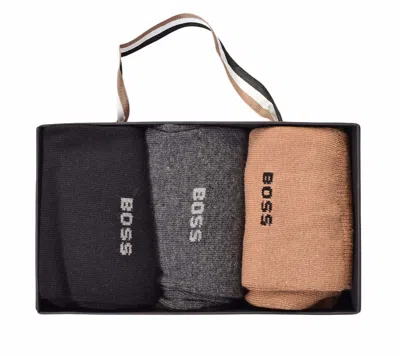 Hugo Boss 3 Pack Socks Gift Set 963 Black Grey Beige In Medium Beige 260