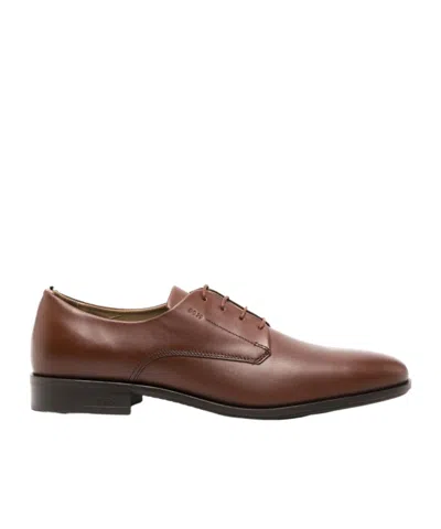 Hugo Boss 30mm Leather Derby Shoes In Brown