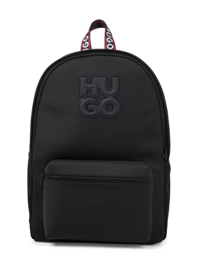 Hugo Boss Kids' 3d-logo Backpack In Black