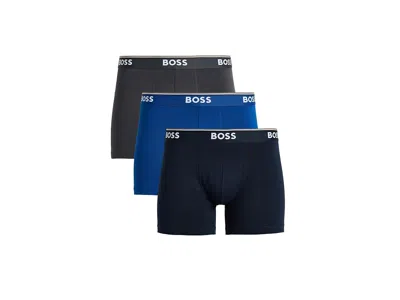 Hugo Boss 3-pack Boxer Brief Power Men's Underwear Blue/navy/grey: Sm, Cotton/elastane