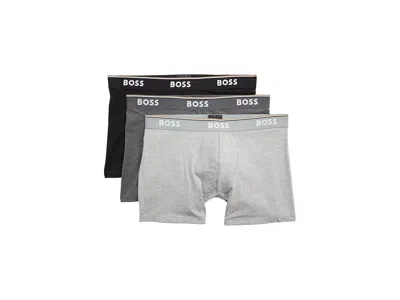 Hugo Boss 3-pack Boxer Brief Power Men's Underwear Grey/charcoal/black: Sm, Elastane/cotton In Gray