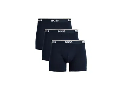 Hugo Boss 3-pack Boxer Brief Power Men's Underwear Navy: Sm, Cotton/elastane In Blue