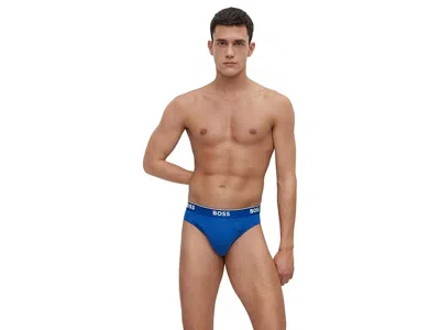 Hugo Boss 3-pack Brief Power Men's Underwear Blue/sky Captain/forged Iron: Md, Cotton/elastane