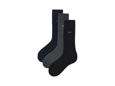 Hugo Boss 3-pack Cotton Blend Socks Men's Crew Cut Socks Shoes Navy/grey/black: Men's Shoe Size 7-13, Cotton/p