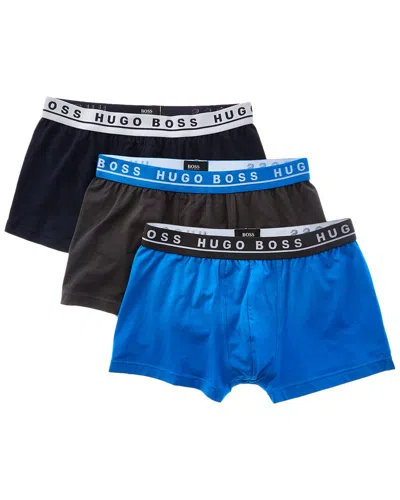 Hugo Boss 3pk Stretch Boxer Trunk In Blue