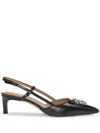 Hugo Boss Slingback Pumps In Nappa Leather With Double B Monogram In Black