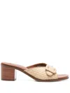 Hugo Boss 50mm Straw Mules In Neutrals