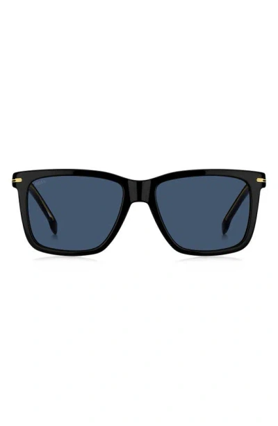 Hugo Boss 55mm Square Sunglasses In Black Blue