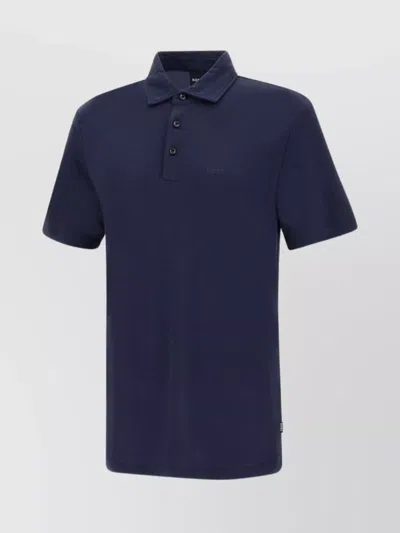 Hugo Boss "55press" Cotton Polo Shirt In Blue