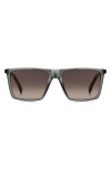 Hugo Boss 56mm Flat Top Sunglasses In Grey/ Havana/ Dark Ruthenium
