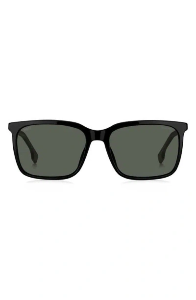 Hugo Boss 57mm Rectangular Sunglasses In Black