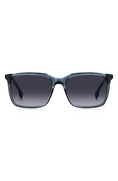 Hugo Boss 57mm Rectangular Sunglasses In Blue