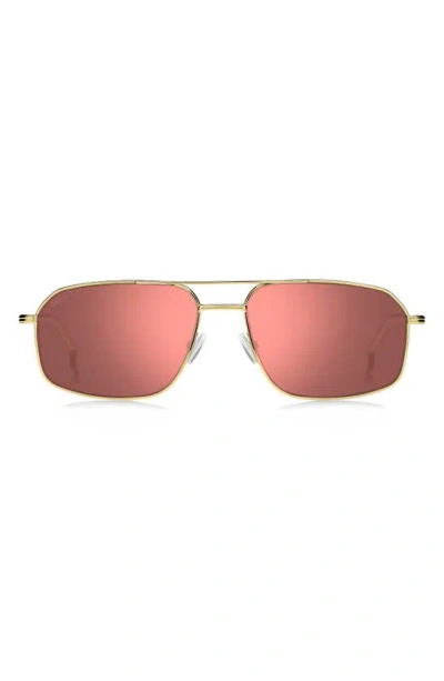 Hugo Boss 58mm Aviator Sunglasses In Gold/ Coral