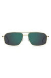 Hugo Boss 58mm Aviator Sunglasses In Gold/ Teal