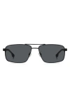 Hugo Boss 59mm Aviator Sunglasses In Matte Black Grey