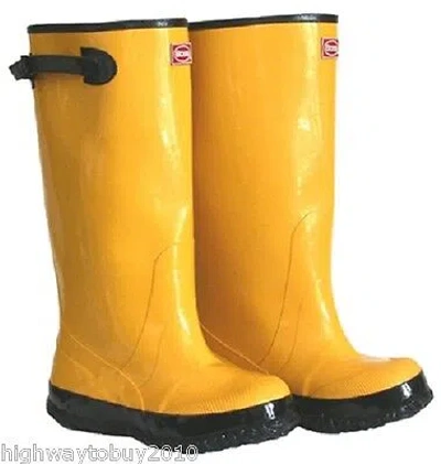 Pre-owned Hugo Boss (6) Pair Boss 2kp448113 Size 13 Yellow 17" Hd Over The Shoe Rubber Knee Boots