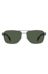 Hugo Boss 60mm Polarized Rectangular Sunglasses In Havana/ Dark Ruthenium