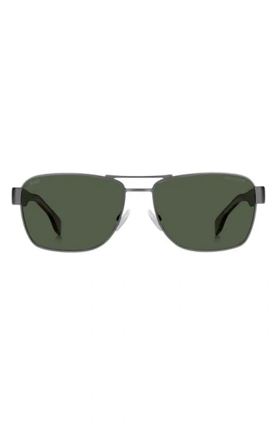 Hugo Boss 60mm Polarized Rectangular Sunglasses In Gray