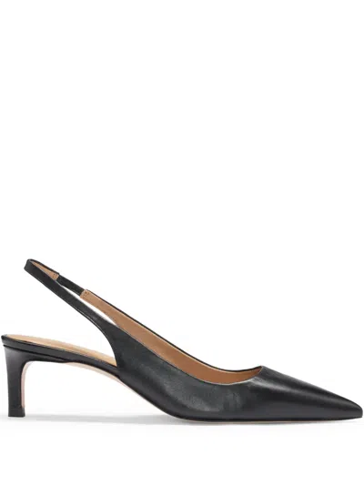 Hugo Boss 70mm Leather Slingback Pumps In 黑色