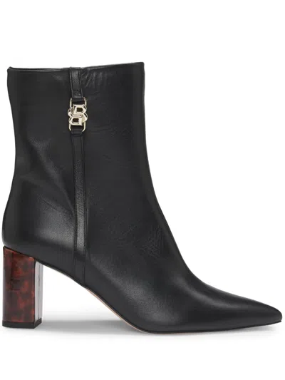 Hugo Boss 75mm Leather Ankle Boots In Black