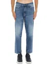 Hugo Boss Distressed-details Logo-patch Jeans In Blue