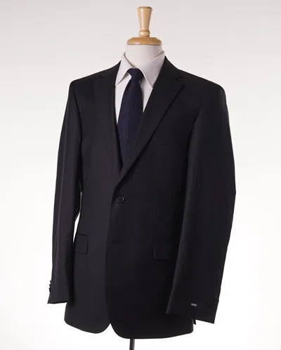Pre-owned Hugo Boss $895  'pasini/movie' Black Stripe 130s Wool Suit 40 L Classic-fit