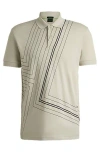 Hugo Boss Interlock-cotton Polo Shirt With Fineline Artwork In Light Beige