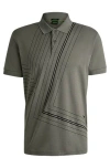 Hugo Boss Interlock-cotton Polo Shirt With Fineline Artwork In 056 Green
