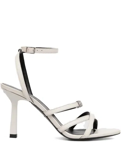 Hugo Boss 90mm Logo-lettering Leather Sandals In White