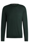 Hugo Boss Slim-fit Sweater In Virgin Wool With Crew Neckline In Green