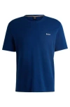 Hugo Boss Cotton-blend Pyjama T-shirt With Embroidered Logo In Blue