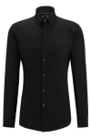 Hugo Boss Slim-fit Shirt In Performance-stretch Jersey In Gray