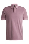 Hugo Boss Cotton-piqué Polo Shirt With Logo Print In Brown