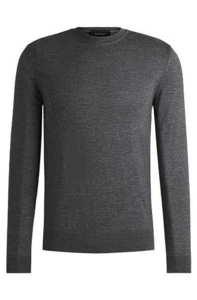 Hugo Boss Regular-fit Sweater In Wool, Silk And Cashmere In Gray