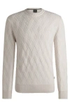 Hugo Boss Virgin-wool Regular-fit Sweater With Knitted Structure In White