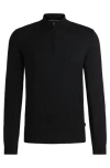 Hugo Boss Regular-fit Zip-neck Sweater In Virgin Wool In Black