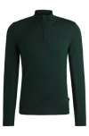 Hugo Boss Regular-fit Zip-neck Sweater In Virgin Wool In Black