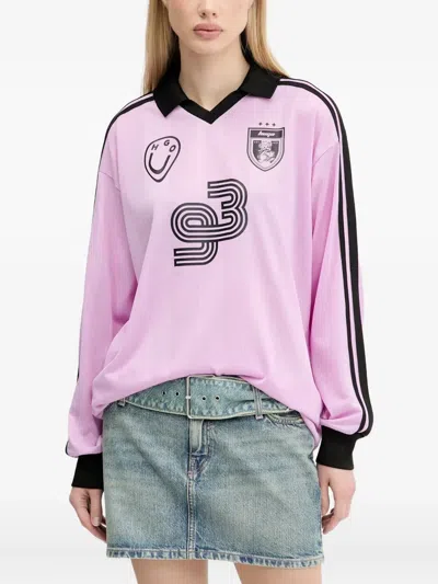 Hugo Boss 93 Graphic-print Football Top In Pink